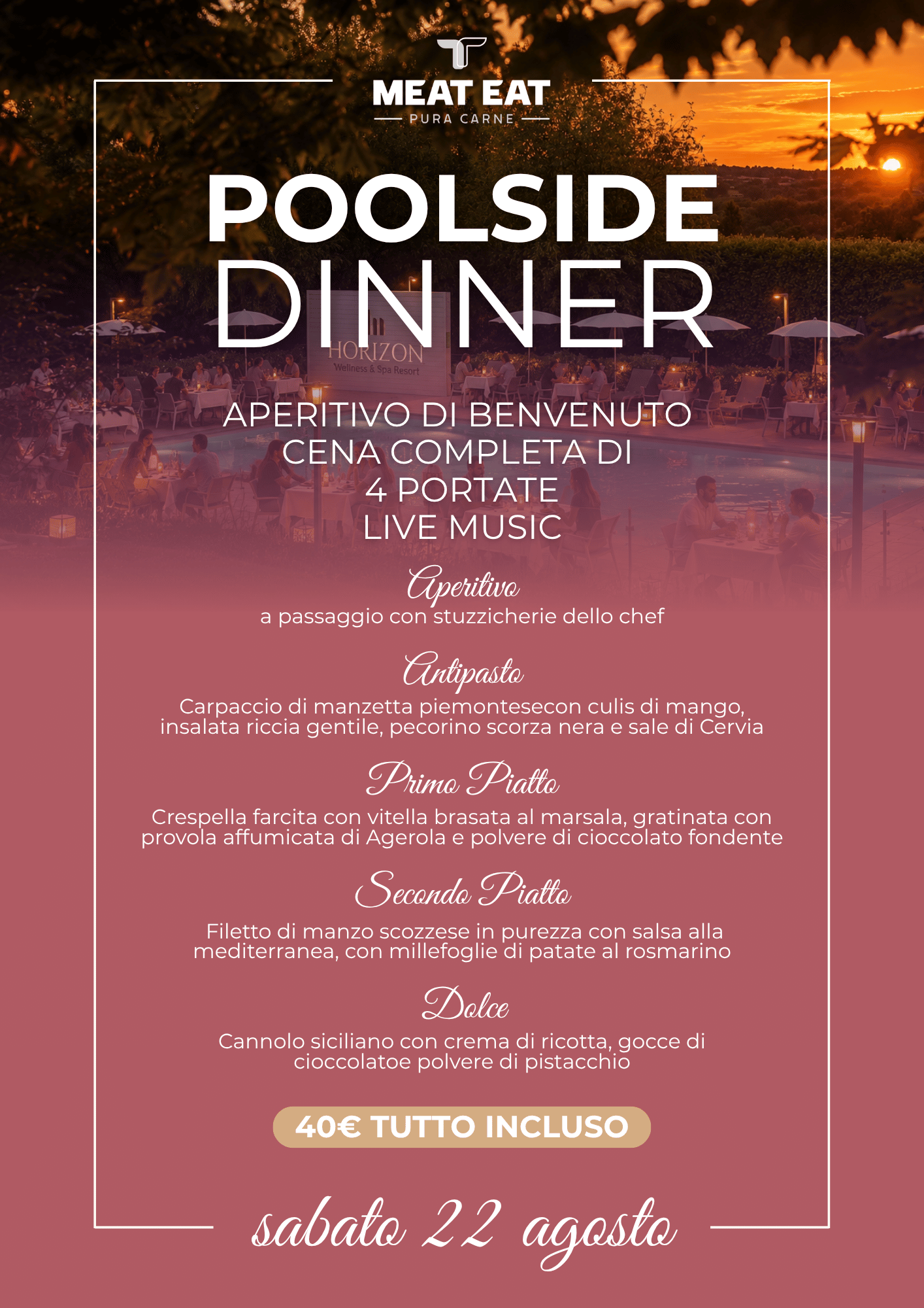 Locandina Poolside Dinner da Meat Eat