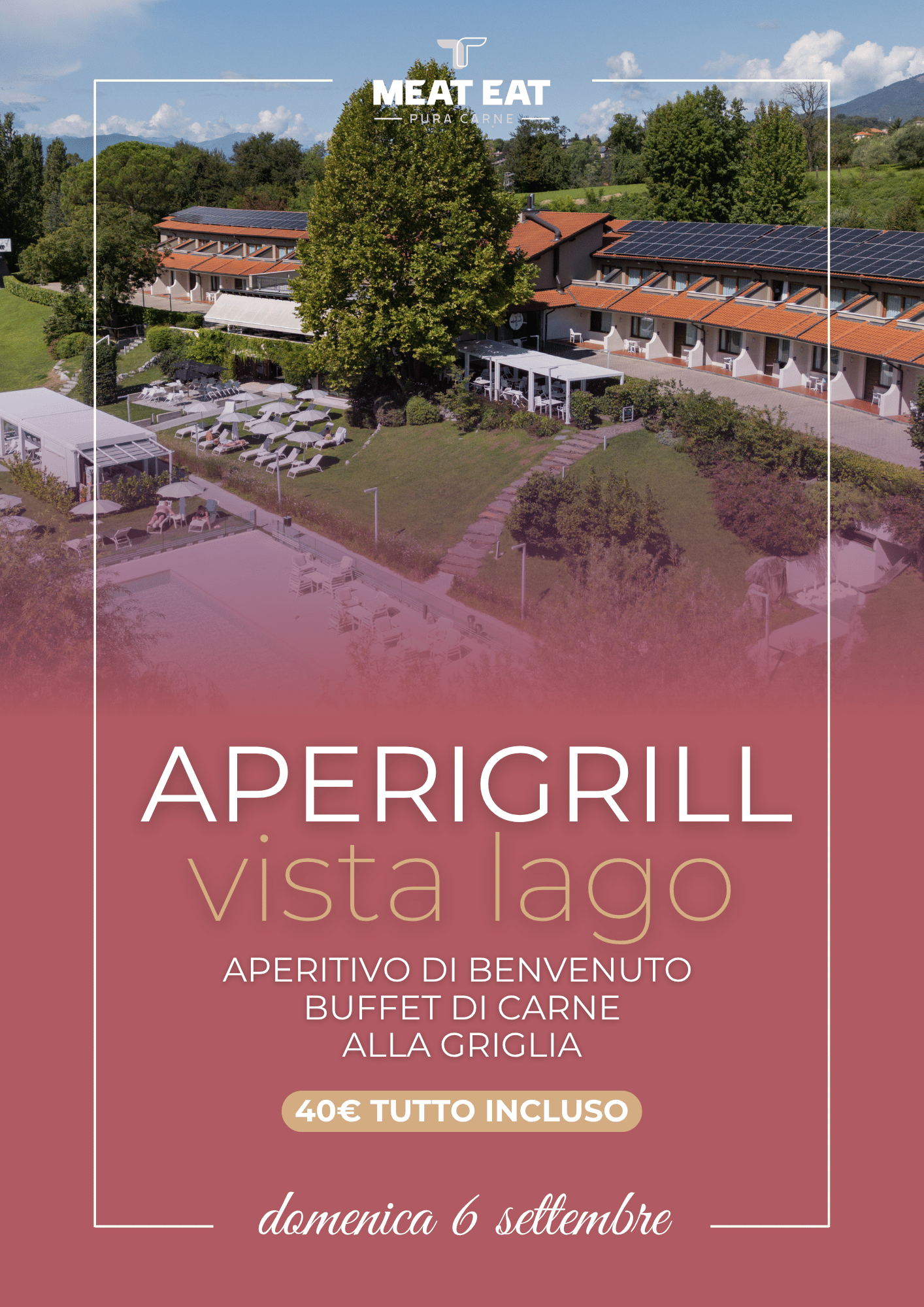 Locandina Aperigrill vista lago da Meat Eat
